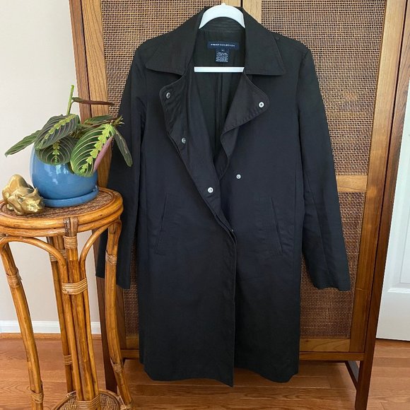 French Connection Jackets & Blazers - French Connection Long Black Cotton Trench Coat 4